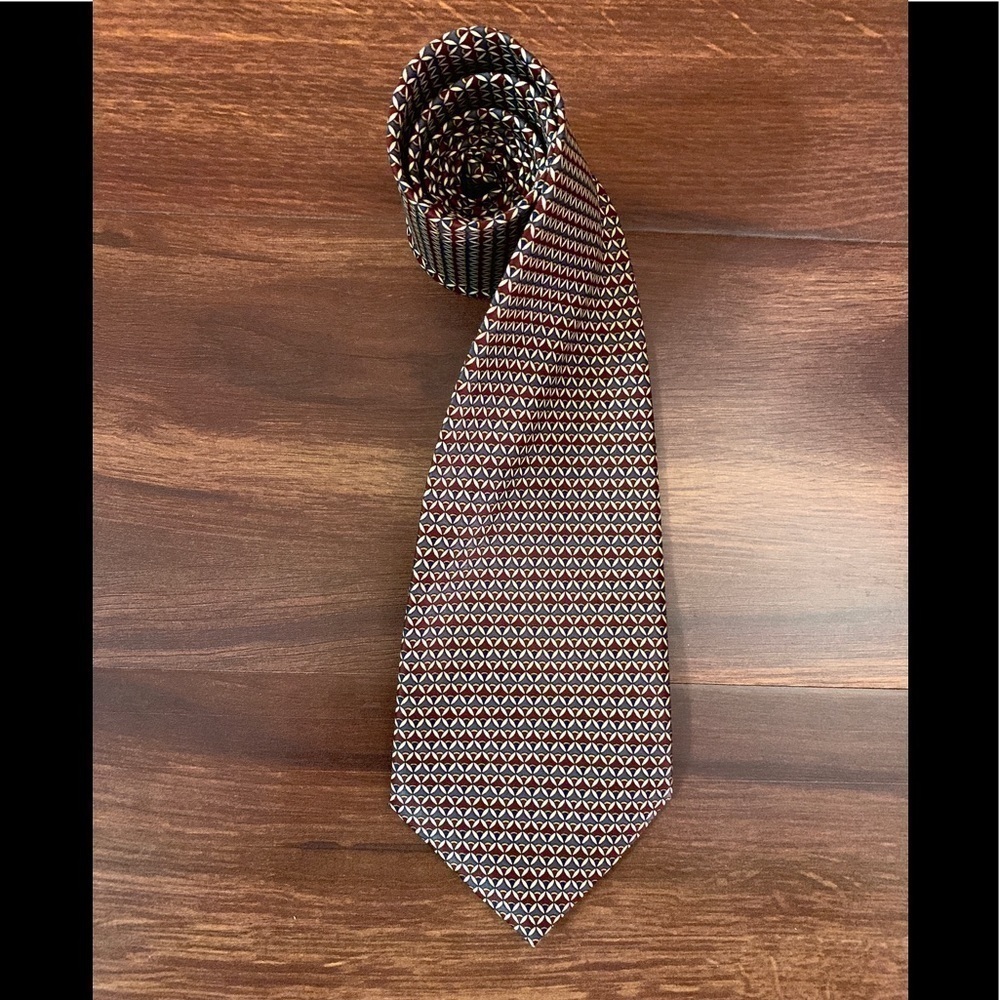🍁END of Season SALE🍁RENE CHAGAL 100% Silk Geometric Print Handmade Tie